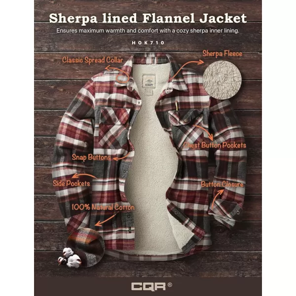 CQR Mens Plaid Flannel Shirt Jacket Long Sleeve Soft Warm SherpaQuilted Lined Jacket Outdoor Button UpZipFront JacketSherpa Lined Folk Tale