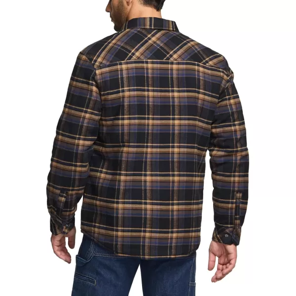 CQR Mens Plaid Flannel Shirt Jacket Long Sleeve Soft Warm SherpaQuilted Lined Jacket Outdoor Button UpZipFront JacketSherpa Lined Fossil Rock