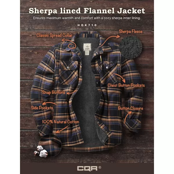 CQR Mens Plaid Flannel Shirt Jacket Long Sleeve Soft Warm SherpaQuilted Lined Jacket Outdoor Button UpZipFront JacketSherpa Lined Fossil Rock