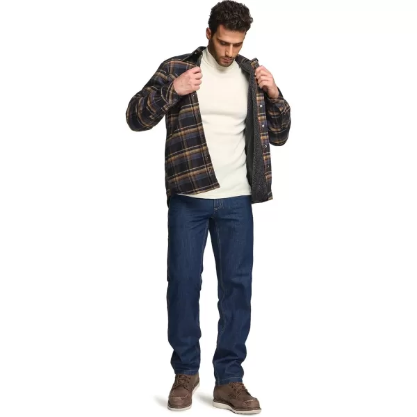 CQR Mens Plaid Flannel Shirt Jacket Long Sleeve Soft Warm SherpaQuilted Lined Jacket Outdoor Button UpZipFront JacketSherpa Lined Fossil Rock