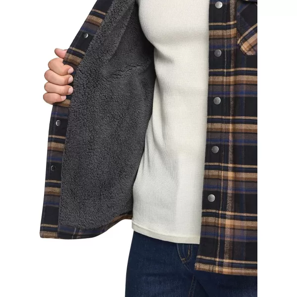 CQR Mens Plaid Flannel Shirt Jacket Long Sleeve Soft Warm SherpaQuilted Lined Jacket Outdoor Button UpZipFront JacketSherpa Lined Fossil Rock