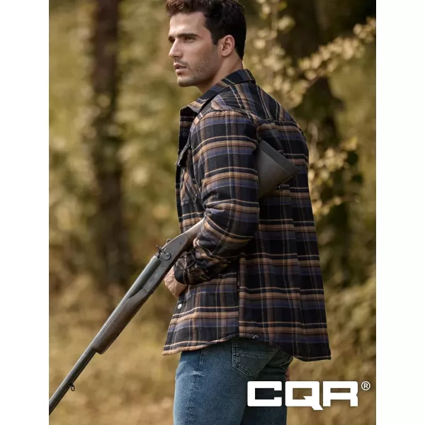 CQR Mens Plaid Flannel Shirt Jacket Long Sleeve Soft Warm SherpaQuilted Lined Jacket Outdoor Button UpZipFront JacketSherpa Lined Fossil Rock