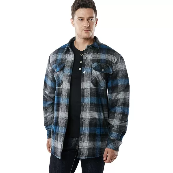 CQR Mens Plaid Flannel Shirt Jacket Long Sleeve Soft Warm SherpaQuilted Lined Jacket Outdoor Button UpZipFront JacketSherpa Lined Night Sky