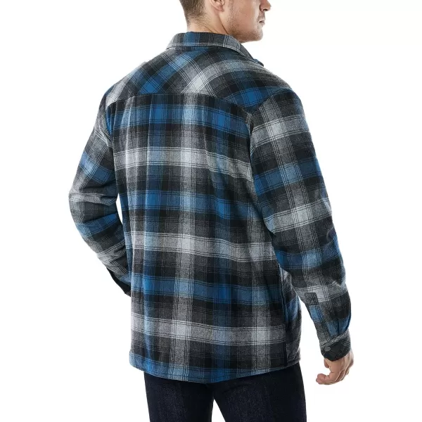 CQR Mens Plaid Flannel Shirt Jacket Long Sleeve Soft Warm SherpaQuilted Lined Jacket Outdoor Button UpZipFront JacketSherpa Lined Night Sky