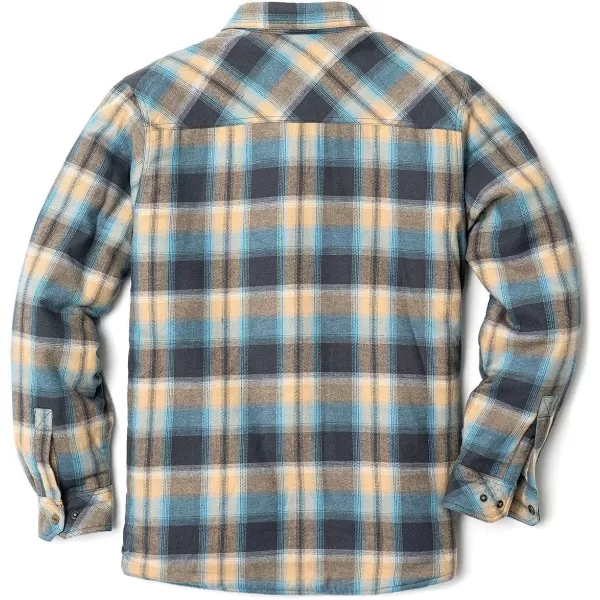 CQR Mens Plaid Flannel Shirt Jacket Long Sleeve Soft Warm SherpaQuilted Lined Jacket Outdoor Button UpZipFront JacketSherpa Lined Ocean Sand