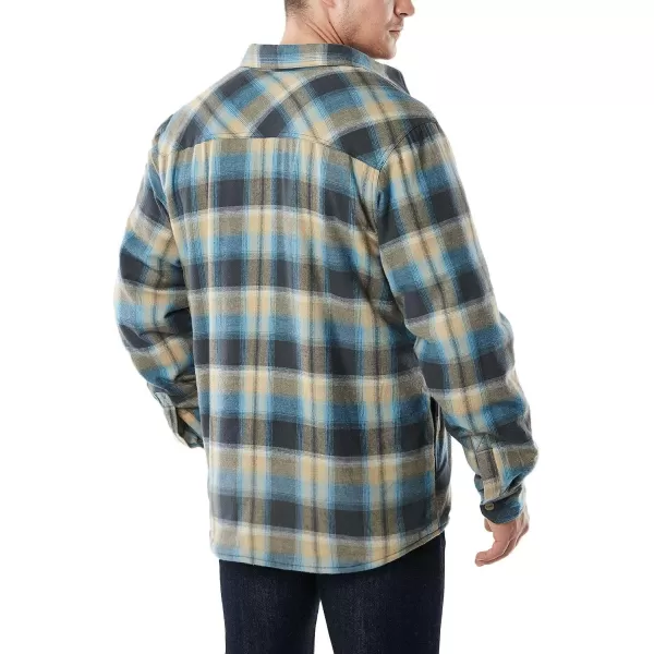 CQR Mens Plaid Flannel Shirt Jacket Long Sleeve Soft Warm SherpaQuilted Lined Jacket Outdoor Button UpZipFront JacketSherpa Lined Ocean Sand