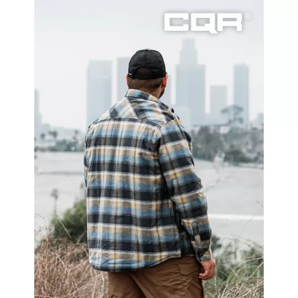 CQR Mens Plaid Flannel Shirt Jacket Long Sleeve Soft Warm SherpaQuilted Lined Jacket Outdoor Button UpZipFront JacketSherpa Lined Ocean Sand