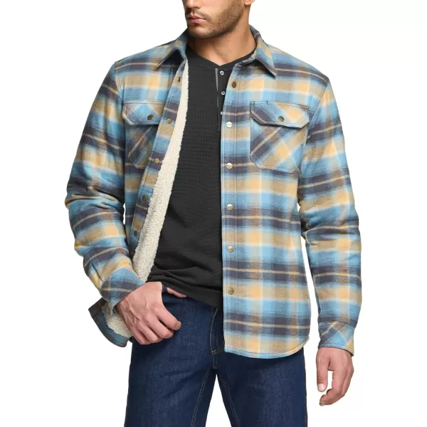 CQR Mens Plaid Flannel Shirt Jacket Long Sleeve Soft Warm SherpaQuilted Lined Jacket Outdoor Button UpZipFront JacketSherpa Lined Seashore