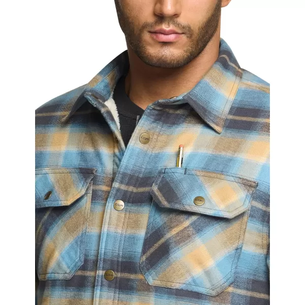 CQR Mens Plaid Flannel Shirt Jacket Long Sleeve Soft Warm SherpaQuilted Lined Jacket Outdoor Button UpZipFront JacketSherpa Lined Seashore