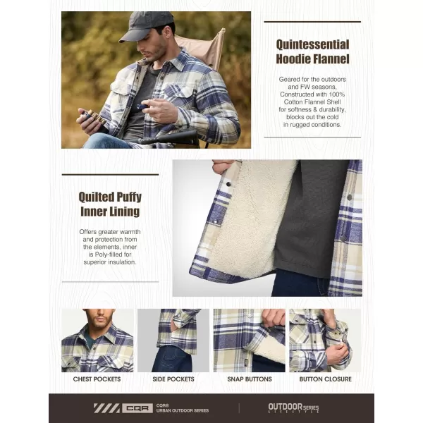 CQR Mens Plaid Flannel Shirt Jacket Long Sleeve Soft Warm SherpaQuilted Lined Jacket Outdoor Button UpZipFront JacketSherpa Lined Sedimentary Blue