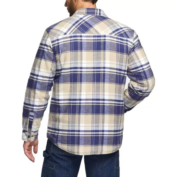 CQR Mens Plaid Flannel Shirt Jacket Long Sleeve Soft Warm SherpaQuilted Lined Jacket Outdoor Button UpZipFront JacketSherpa Lined Sedimentary Blue