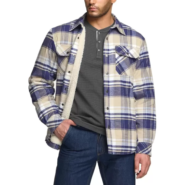 CQR Mens Plaid Flannel Shirt Jacket Long Sleeve Soft Warm SherpaQuilted Lined Jacket Outdoor Button UpZipFront JacketSherpa Lined Sedimentary Blue