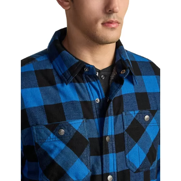 CQR Mens Plaid Flannel Shirt Jacket Long Sleeve Soft Warm SherpaQuilted Lined Jacket Outdoor Button UpZipFront JacketSherpa Lined Side Pocket Classic Blue