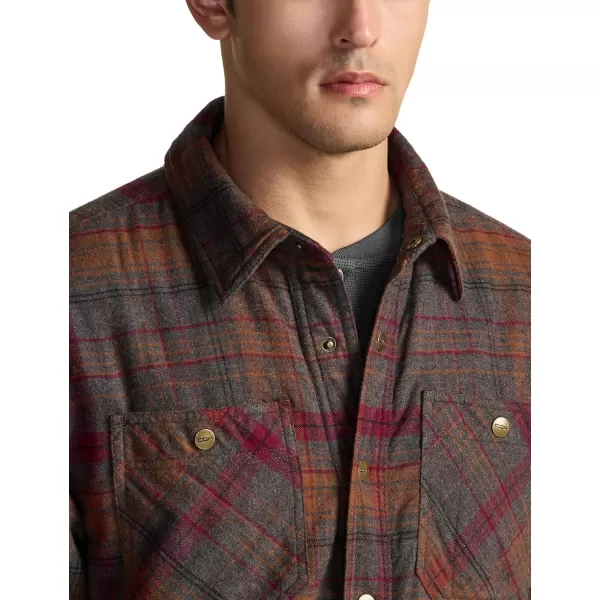 CQR Mens Plaid Flannel Shirt Jacket Long Sleeve Soft Warm SherpaQuilted Lined Jacket Outdoor Button UpZipFront JacketSherpa Lined Side Pocket Harvest