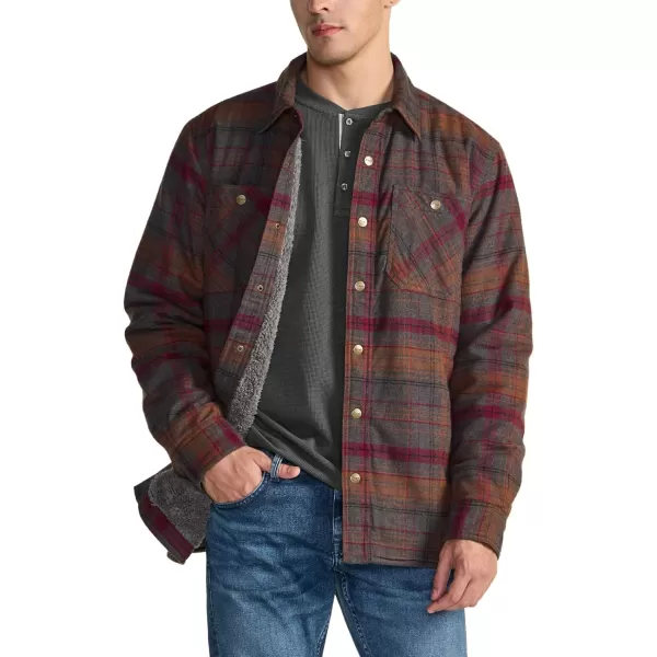 CQR Mens Plaid Flannel Shirt Jacket Long Sleeve Soft Warm SherpaQuilted Lined Jacket Outdoor Button UpZipFront JacketSherpa Lined Side Pocket Harvest