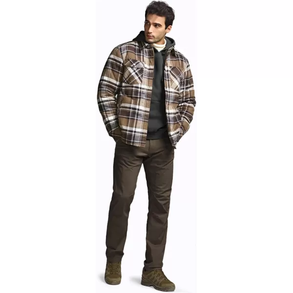 CQR Mens Plaid Flannel Shirt Jacket Long Sleeve Soft Warm SherpaQuilted Lined Jacket Outdoor Button UpZipFront JacketStealth Aged Barrel