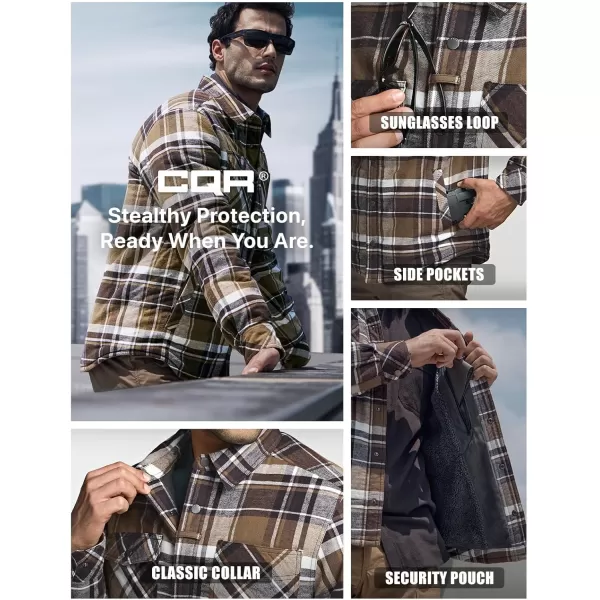 CQR Mens Plaid Flannel Shirt Jacket Long Sleeve Soft Warm SherpaQuilted Lined Jacket Outdoor Button UpZipFront JacketStealth Aged Barrel