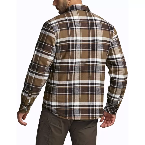 CQR Mens Plaid Flannel Shirt Jacket Long Sleeve Soft Warm SherpaQuilted Lined Jacket Outdoor Button UpZipFront JacketStealth Aged Barrel