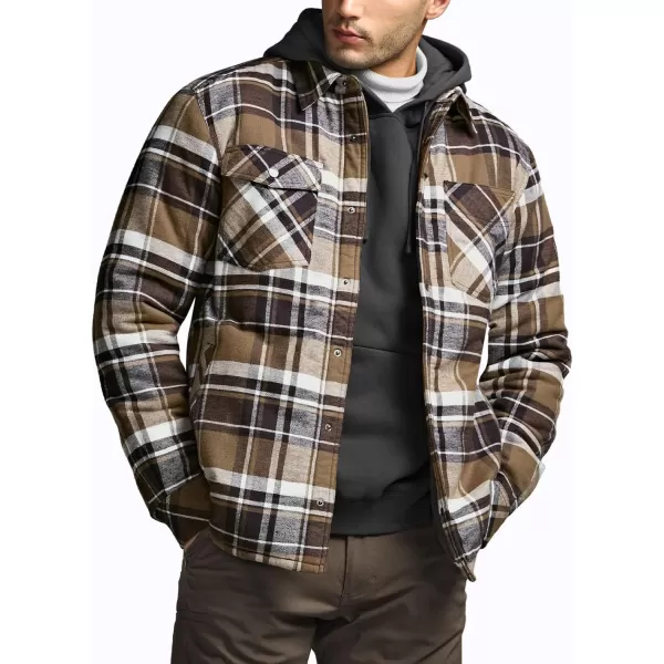 CQR Mens Plaid Flannel Shirt Jacket Long Sleeve Soft Warm SherpaQuilted Lined Jacket Outdoor Button UpZipFront JacketStealth Aged Barrel