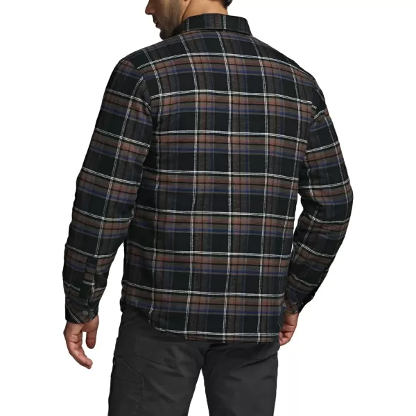 CQR Mens Plaid Flannel Shirt Jacket Long Sleeve Soft Warm SherpaQuilted Lined Jacket Outdoor Button UpZipFront JacketStealth Coal Miner