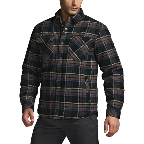 CQR Mens Plaid Flannel Shirt Jacket Long Sleeve Soft Warm SherpaQuilted Lined Jacket Outdoor Button UpZipFront JacketStealth Coal Miner