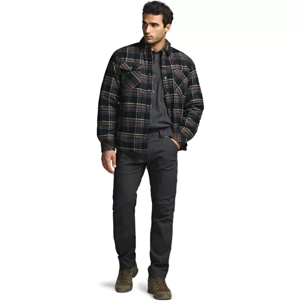 CQR Mens Plaid Flannel Shirt Jacket Long Sleeve Soft Warm SherpaQuilted Lined Jacket Outdoor Button UpZipFront JacketStealth Coal Miner