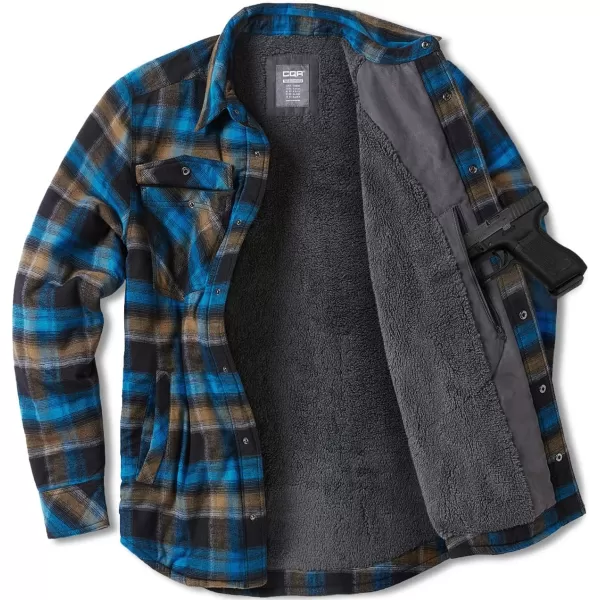 CQR Mens Plaid Flannel Shirt Jacket Long Sleeve Soft Warm SherpaQuilted Lined Jacket Outdoor Button UpZipFront JacketStealth Forest Oasis