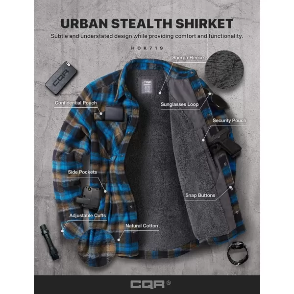 CQR Mens Plaid Flannel Shirt Jacket Long Sleeve Soft Warm SherpaQuilted Lined Jacket Outdoor Button UpZipFront JacketStealth Forest Oasis