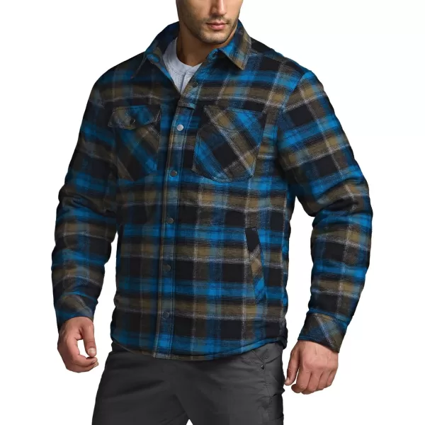 CQR Mens Plaid Flannel Shirt Jacket Long Sleeve Soft Warm SherpaQuilted Lined Jacket Outdoor Button UpZipFront JacketStealth Forest Oasis