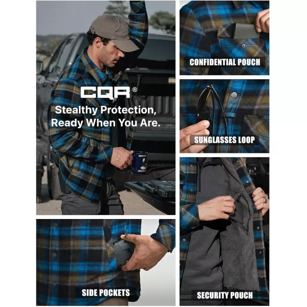 CQR Mens Plaid Flannel Shirt Jacket Long Sleeve Soft Warm SherpaQuilted Lined Jacket Outdoor Button UpZipFront JacketStealth Forest Oasis