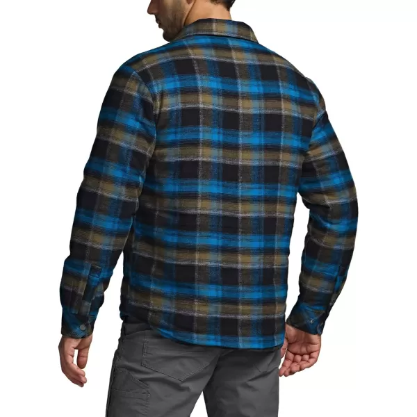 CQR Mens Plaid Flannel Shirt Jacket Long Sleeve Soft Warm SherpaQuilted Lined Jacket Outdoor Button UpZipFront JacketStealth Forest Oasis