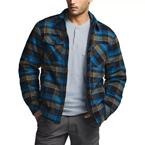 CQR Mens Plaid Flannel Shirt Jacket Long Sleeve Soft Warm SherpaQuilted Lined Jacket Outdoor Button UpZipFront JacketStealth Forest Oasis