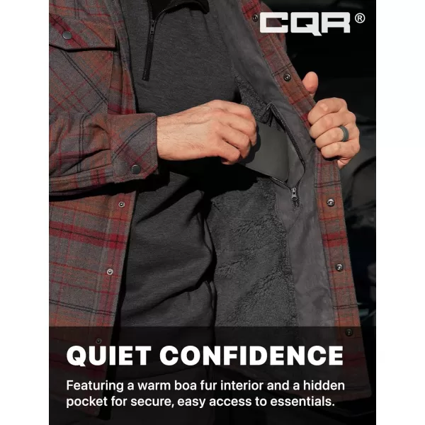 CQR Mens Plaid Flannel Shirt Jacket Long Sleeve Soft Warm SherpaQuilted Lined Jacket Outdoor Button UpZipFront JacketStealth Harvest