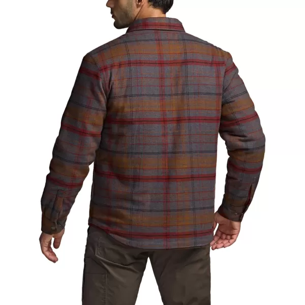 CQR Mens Plaid Flannel Shirt Jacket Long Sleeve Soft Warm SherpaQuilted Lined Jacket Outdoor Button UpZipFront JacketStealth Harvest