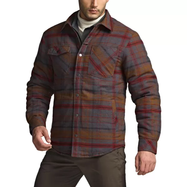 CQR Mens Plaid Flannel Shirt Jacket Long Sleeve Soft Warm SherpaQuilted Lined Jacket Outdoor Button UpZipFront JacketStealth Harvest