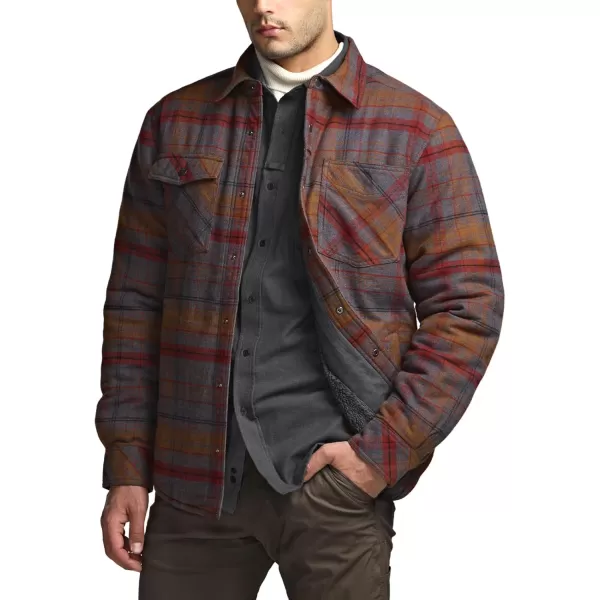 CQR Mens Plaid Flannel Shirt Jacket Long Sleeve Soft Warm SherpaQuilted Lined Jacket Outdoor Button UpZipFront JacketStealth Harvest