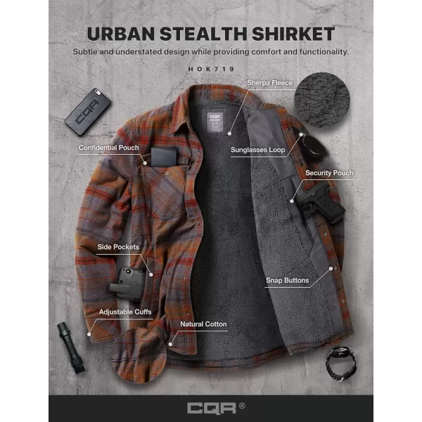 CQR Mens Plaid Flannel Shirt Jacket Long Sleeve Soft Warm SherpaQuilted Lined Jacket Outdoor Button UpZipFront JacketStealth Harvest