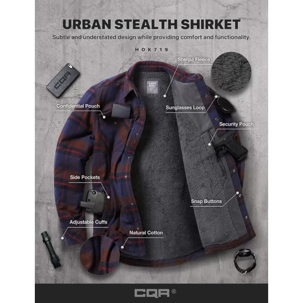 CQR Mens Plaid Flannel Shirt Jacket Long Sleeve Soft Warm SherpaQuilted Lined Jacket Outdoor Button UpZipFront JacketStealth Woods Night