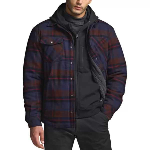 CQR Mens Plaid Flannel Shirt Jacket Long Sleeve Soft Warm SherpaQuilted Lined Jacket Outdoor Button UpZipFront JacketStealth Woods Night