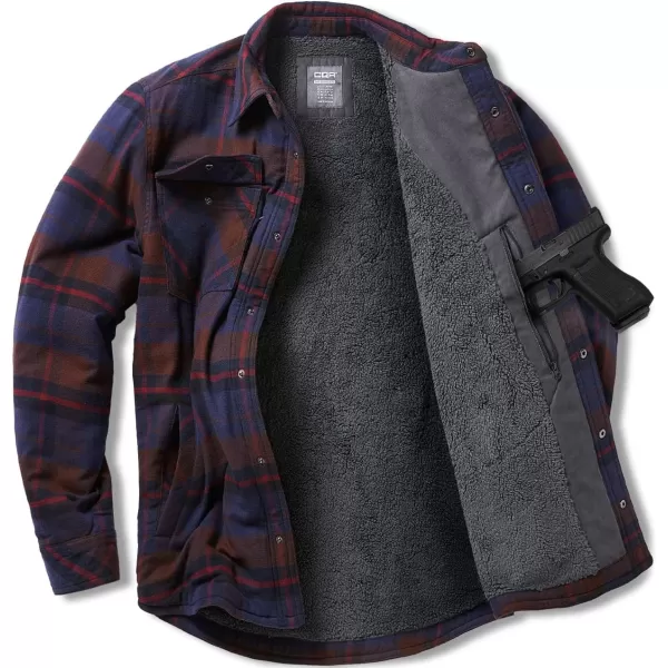 CQR Mens Plaid Flannel Shirt Jacket Long Sleeve Soft Warm SherpaQuilted Lined Jacket Outdoor Button UpZipFront JacketStealth Woods Night