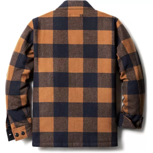 CQR Mens Plaid Flannel Shirt Jacket Long Sleeve Soft Warm SherpaQuilted Lined Jacket Outdoor Button UpZipFront JacketWool Jk Buffalo Brown Plaid