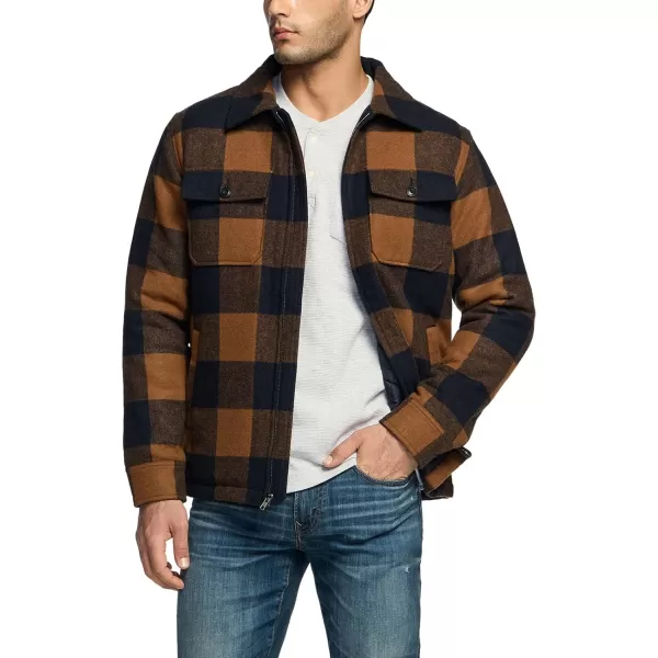 CQR Mens Plaid Flannel Shirt Jacket Long Sleeve Soft Warm SherpaQuilted Lined Jacket Outdoor Button UpZipFront JacketWool Jk Buffalo Brown Plaid