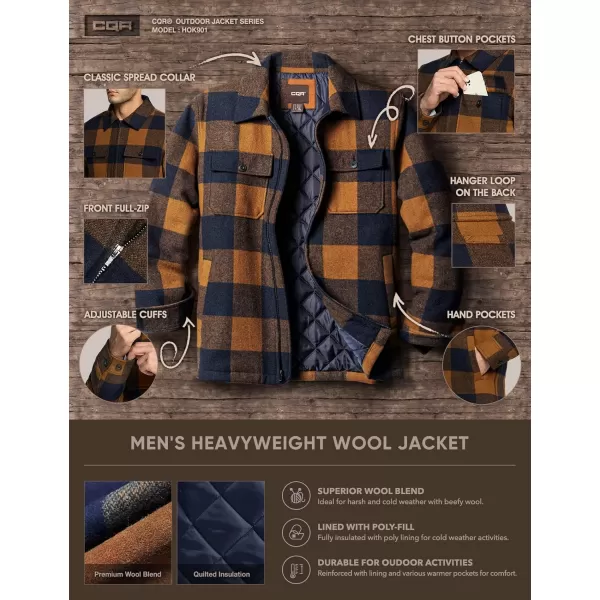 CQR Mens Plaid Flannel Shirt Jacket Long Sleeve Soft Warm SherpaQuilted Lined Jacket Outdoor Button UpZipFront JacketWool Jk Buffalo Brown Plaid