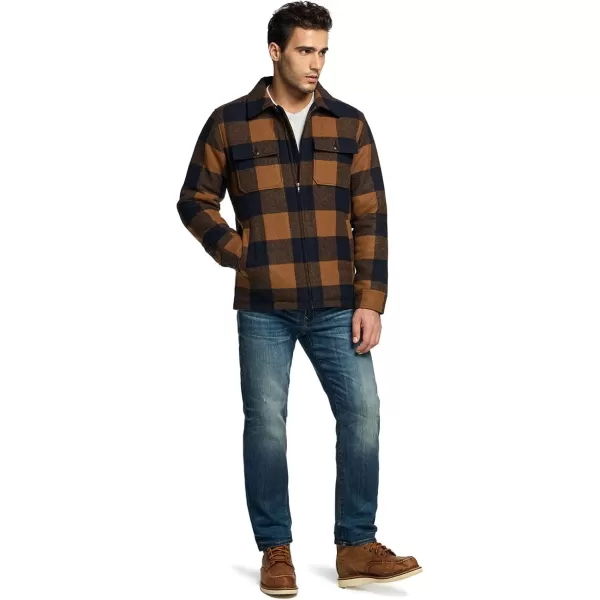 CQR Mens Plaid Flannel Shirt Jacket Long Sleeve Soft Warm SherpaQuilted Lined Jacket Outdoor Button UpZipFront JacketWool Jk Buffalo Brown Plaid