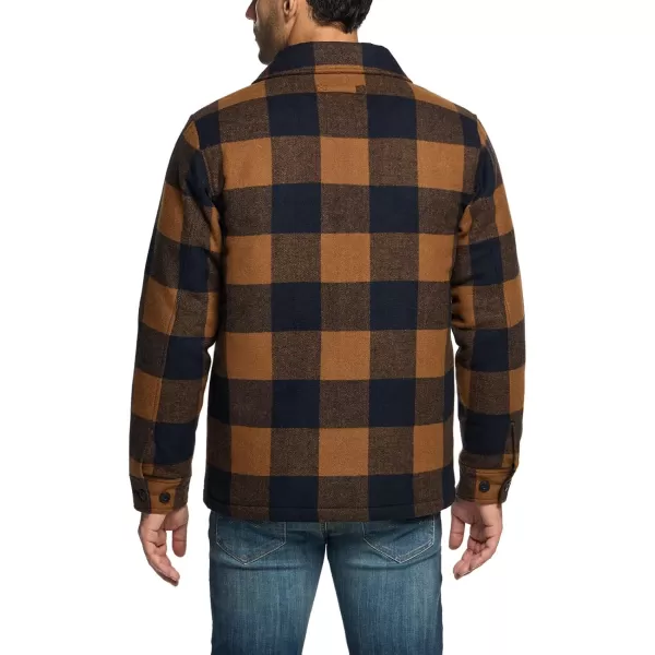 CQR Mens Plaid Flannel Shirt Jacket Long Sleeve Soft Warm SherpaQuilted Lined Jacket Outdoor Button UpZipFront JacketWool Jk Buffalo Brown Plaid