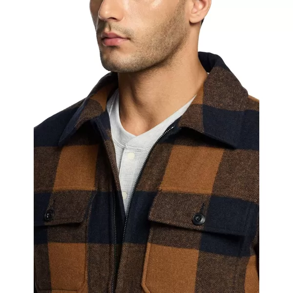 CQR Mens Plaid Flannel Shirt Jacket Long Sleeve Soft Warm SherpaQuilted Lined Jacket Outdoor Button UpZipFront JacketWool Jk Buffalo Brown Plaid