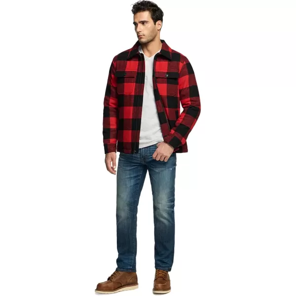 CQR Mens Plaid Flannel Shirt Jacket Long Sleeve Soft Warm SherpaQuilted Lined Jacket Outdoor Button UpZipFront JacketWool Jk Buffalo Red Plaid