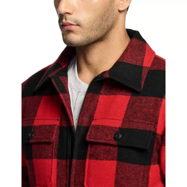 CQR Mens Plaid Flannel Shirt Jacket Long Sleeve Soft Warm SherpaQuilted Lined Jacket Outdoor Button UpZipFront JacketWool Jk Buffalo Red Plaid