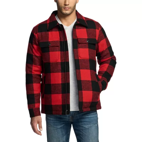 CQR Mens Plaid Flannel Shirt Jacket Long Sleeve Soft Warm SherpaQuilted Lined Jacket Outdoor Button UpZipFront JacketWool Jk Buffalo Red Plaid