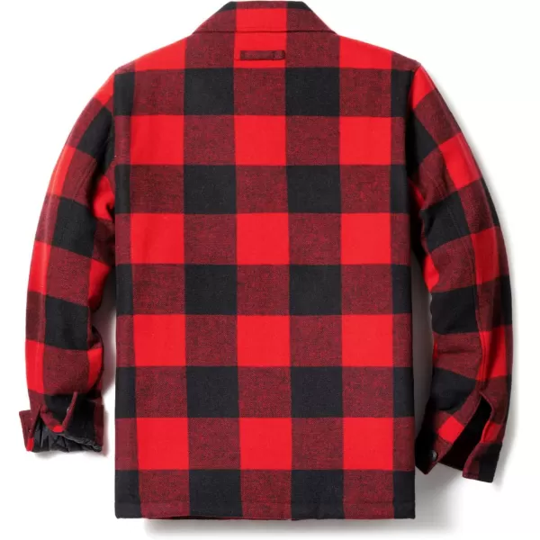 CQR Mens Plaid Flannel Shirt Jacket Long Sleeve Soft Warm SherpaQuilted Lined Jacket Outdoor Button UpZipFront JacketWool Jk Buffalo Red Plaid